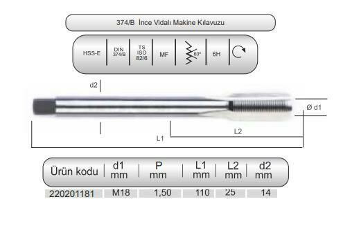 HSSE DIN374/B MAK.KLVZ. M18x1,5 (6H)