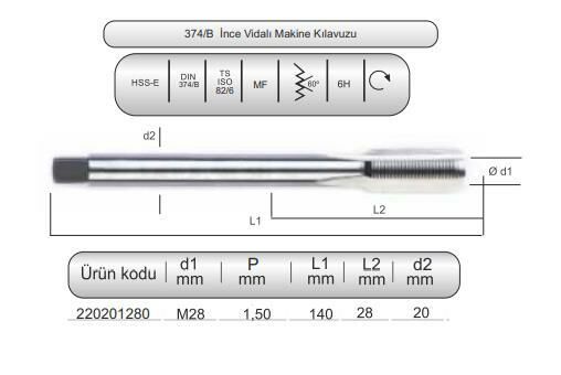 HSSE DIN374/B MAK.KLVZ. M28x1,5 (6H)