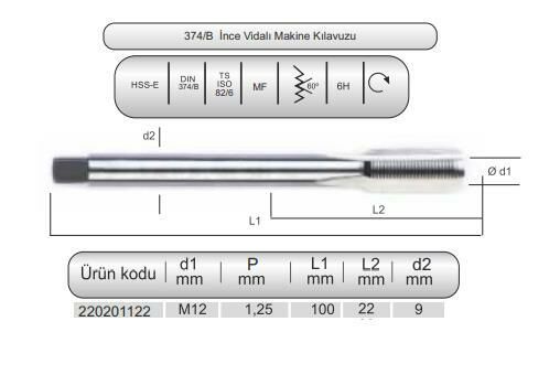 HSSE DIN374/B MAK.KLVZ. M12x1,25(6H)