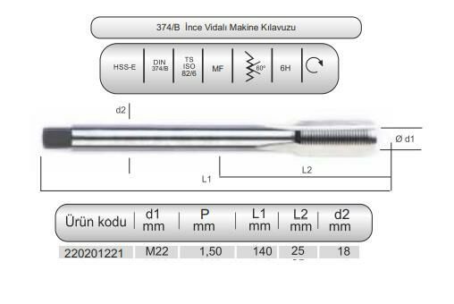 HSSE DIN374/B MAK.KLVZ. M22x1,5 (6H)